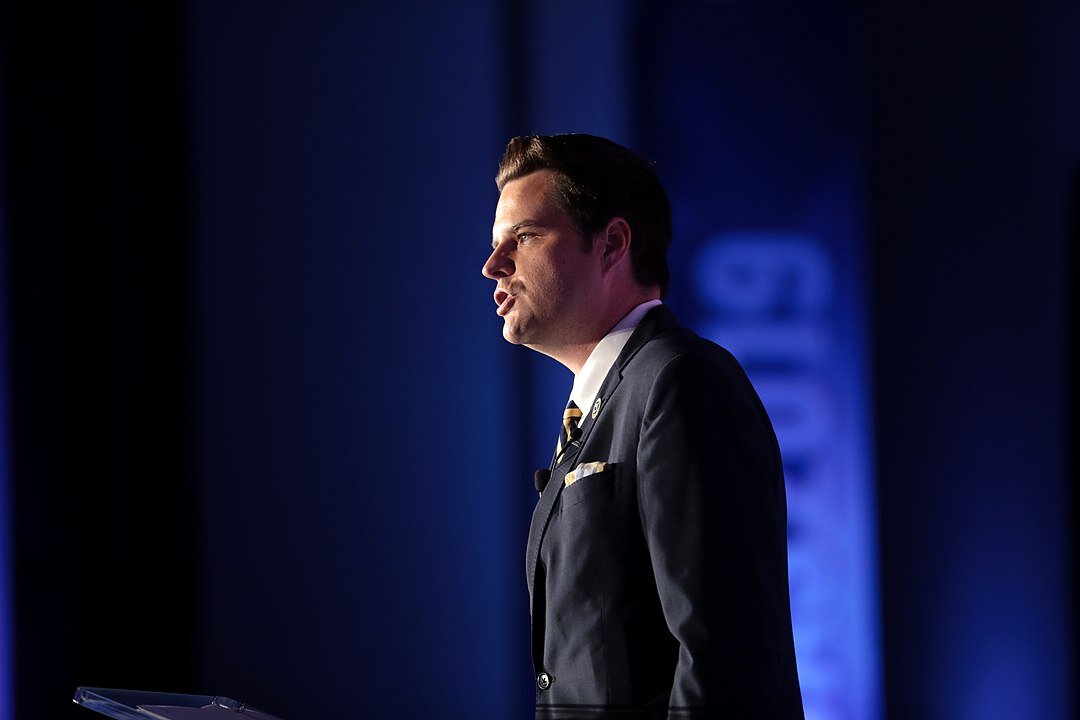 July 19, 2019 - U.S. Congressman Matt Gaetz speaking with attendees at the 2019 Teen Student Action Summit hosted by Turning Point USA at the Marriott Marquis in Washington, D.C. (Photo by Gage Skidmore | Wikimedia Commons)