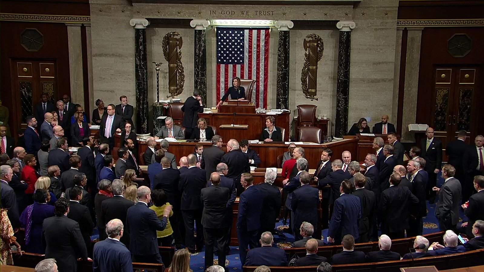 December 18, 2019 – United States House of Representatives votes to adopt the articles of impeachment, accusing Donald Trump of abuse of power and obstruction of Congress. (Photo from House Floorcast | Clerk of the U.S. House of Representatives)