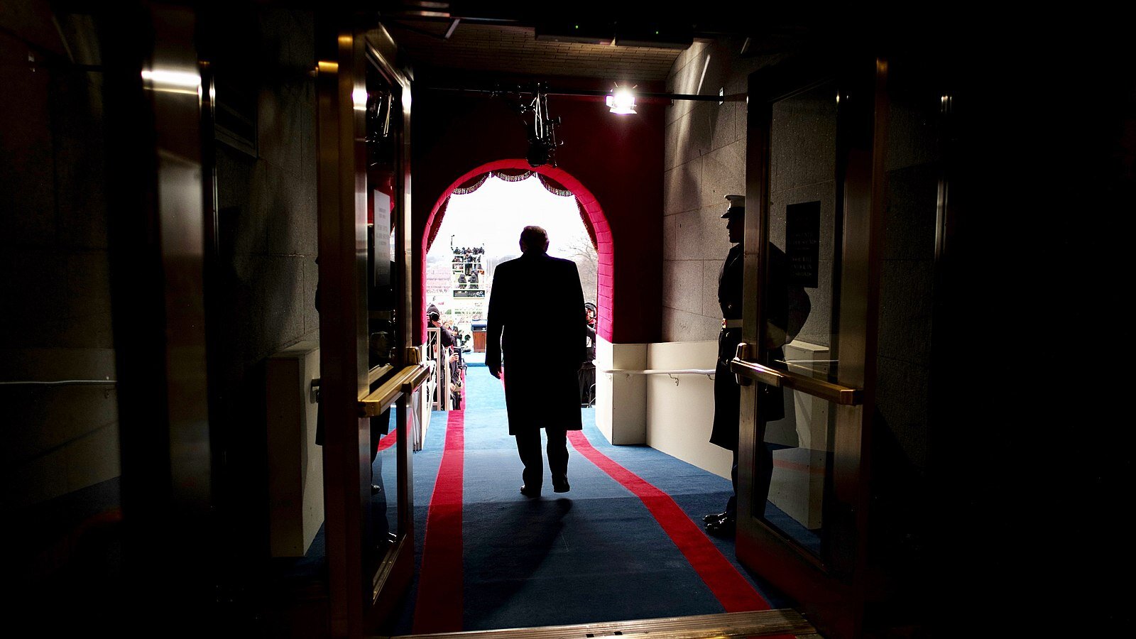 January 20th, 2017 – A behind-the-scenes look as Donald Trump walks out to be sworn in as America's 45th President. (Photo by the White House | Wikimedia Commons)