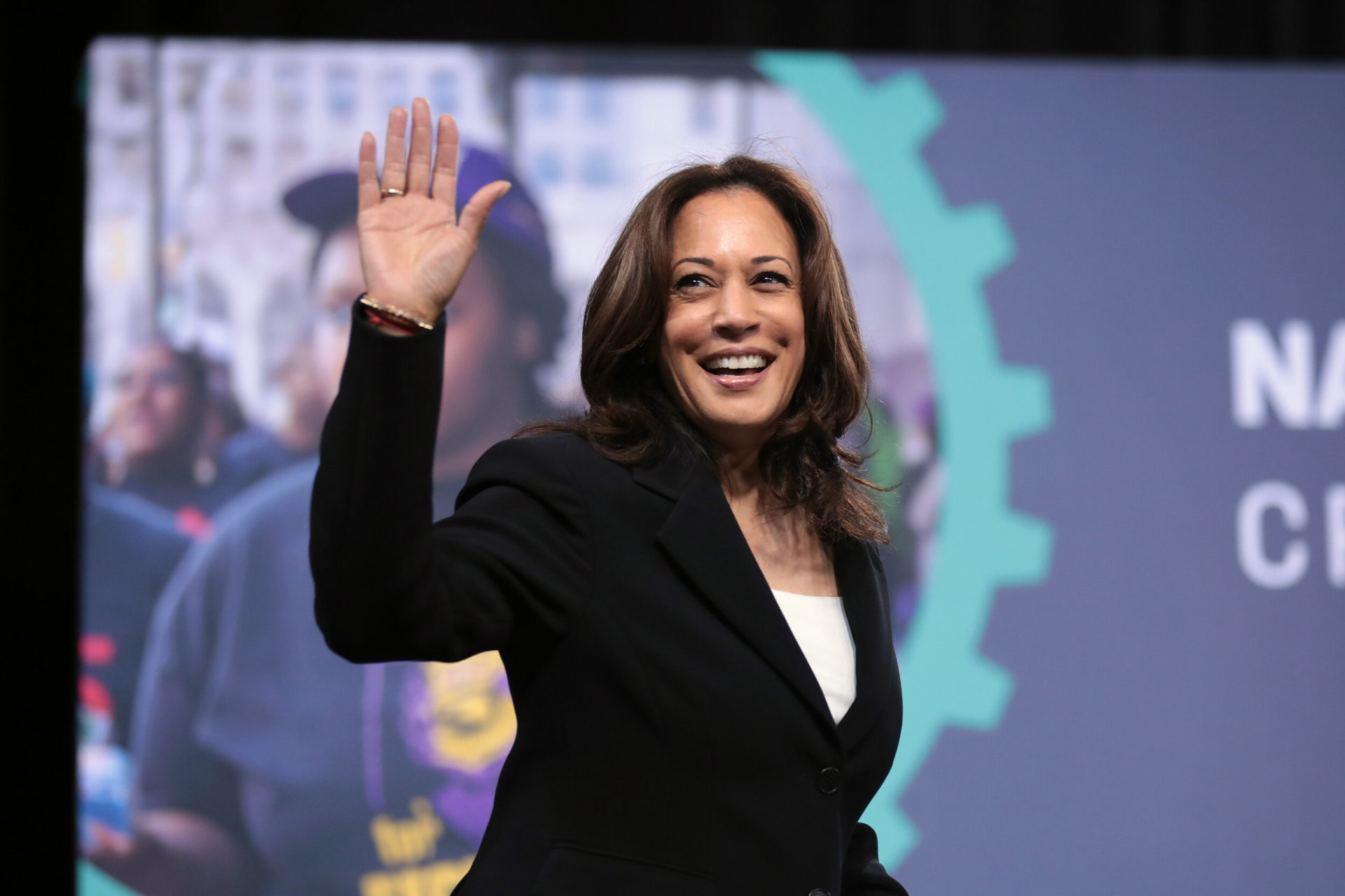 April 27, 2019 – U.S. Senator Kamala Harris speaking with attendees at the 2019 National Forum on Wages and Working People hosted by the Center for the American Progress Action Fund and the SEIU at the Enclave in Las Vegas, Nevada. (Photo by Gage Sk…