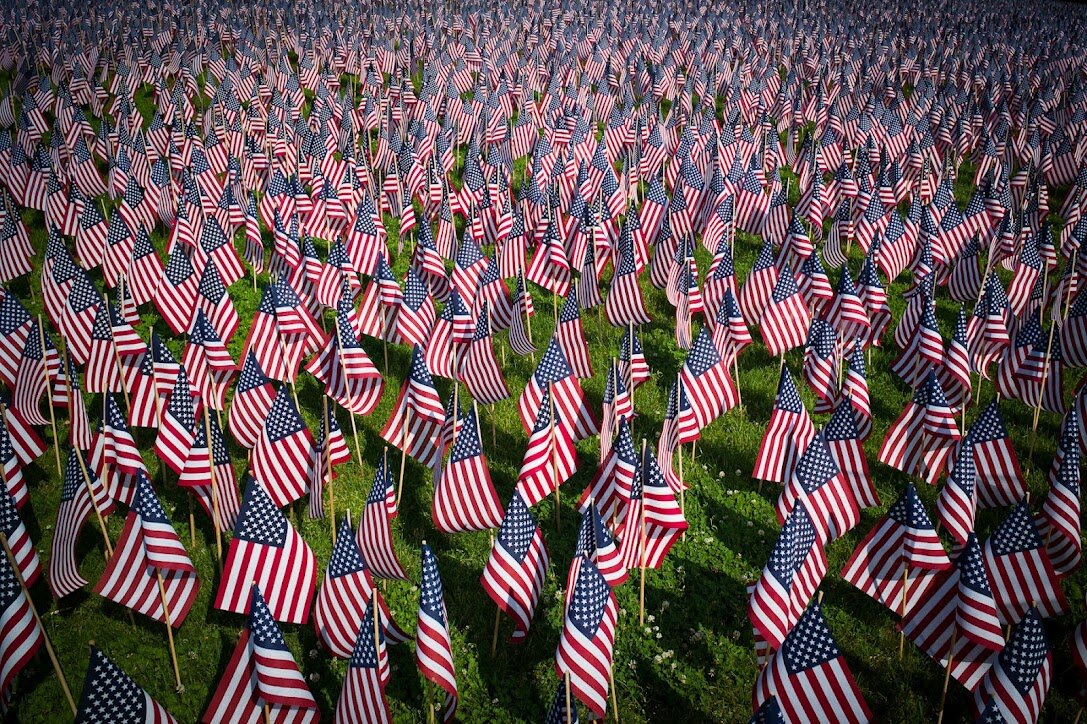 American Flags in the Boston Common