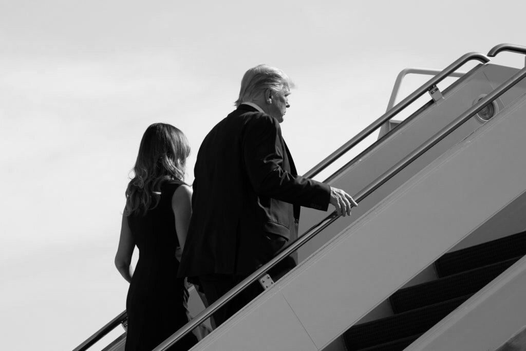 Former President Donald Trump and former First Lady Melania Trump boarding Air Force One. (Photo from The White House)