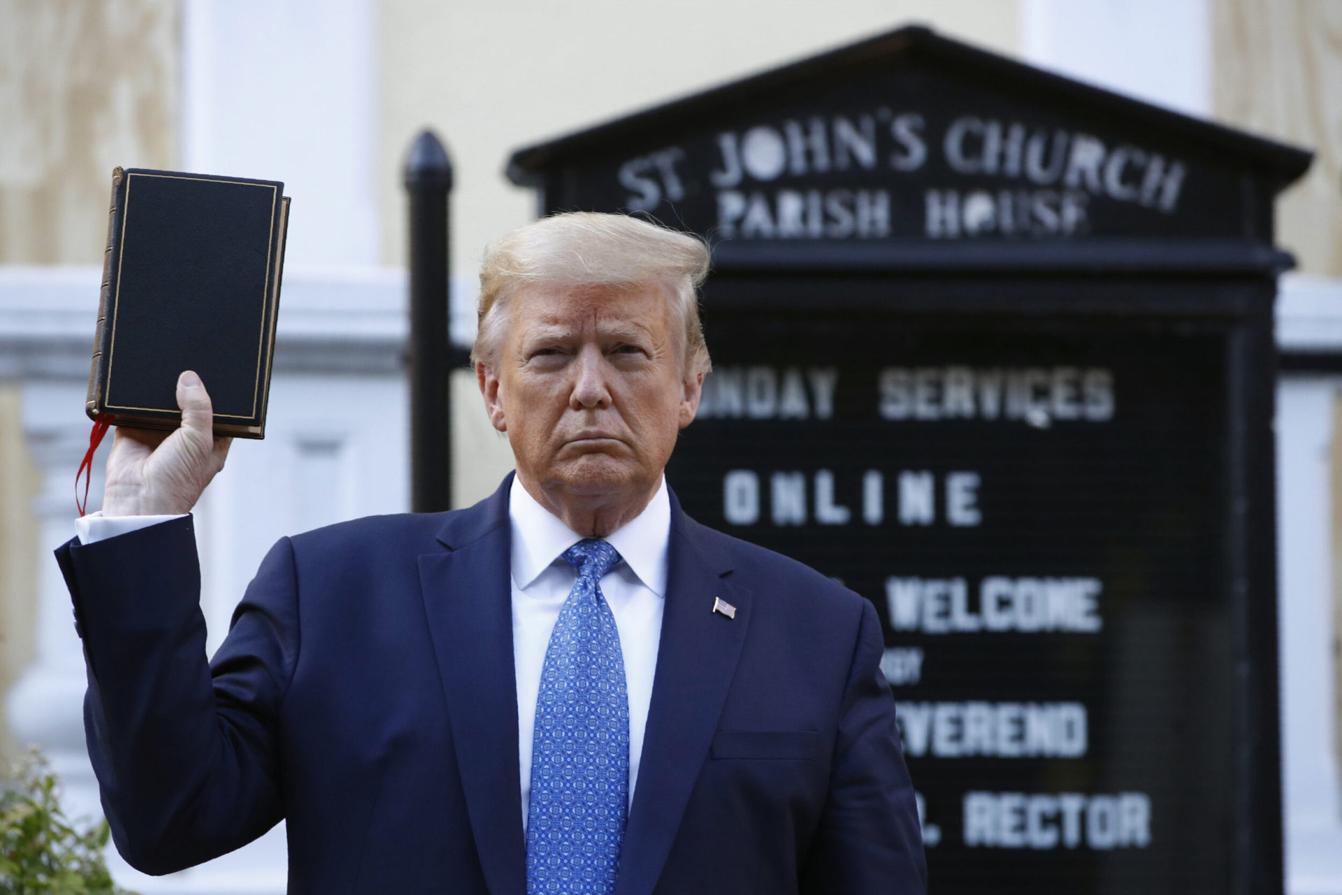 Donald Trump’s high profile visit to St John’s Church in June, 2020, which prompted widespread condemnation (Patrick Semansky, Associated Press)
