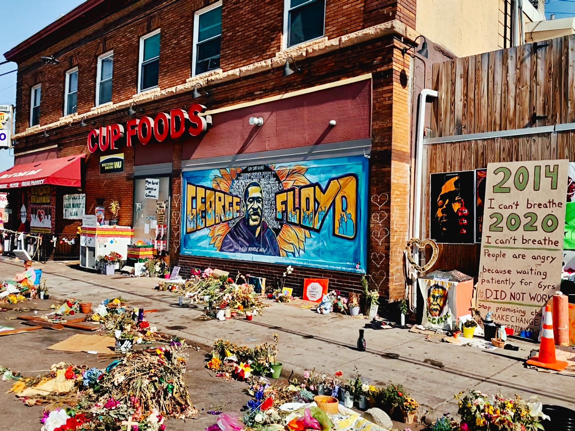 April 1, 2021 - A makeshift George Floyd Memorial outside of Cup Foods, Chicago Avenue, Minneapolis, USA (Photo by Jéan Béller | Unsplash)