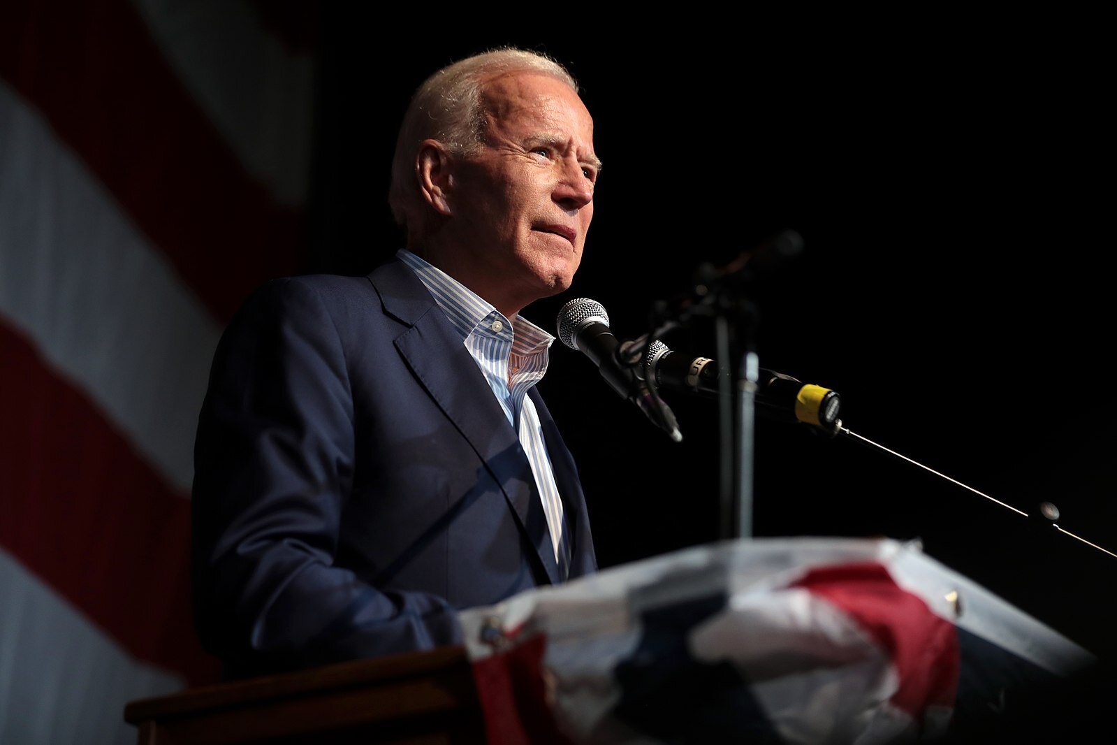 Former Vice President of the United States Joe Biden speaking with attendees at the 2019 Iowa Democratic Wing Ding at Surf Ballroom in Clear Lake, Iowa. (Photo by Gage Skidmore | WikiPedia Commons)